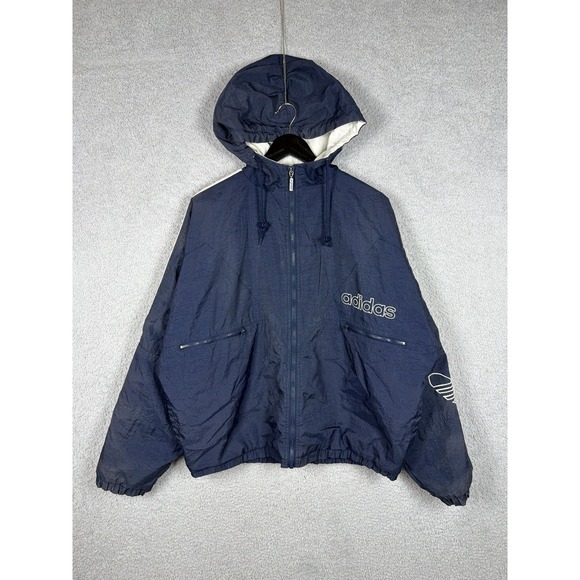 adidas Other - VTG Adidas 90s Trefoil Quilted Puffer Blue Bomber Jacket Size L Baggy Run‎ DMC